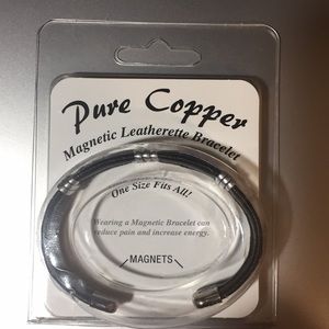 Pure copper magnetic leatherette bracelet